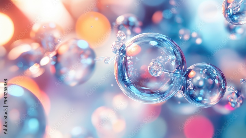 Aufkleber abstract background featuring glossy glass bubbles and spherical shapes in a dynamic geometric compo