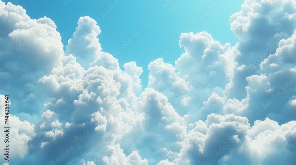 Aufkleber abstract background of a cloudy blue sky featuring small clouds created through 3d rendering