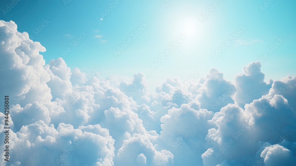 Poster abstract blue sky background with clouds featuring a cloudy atmosphere rendered in 3d