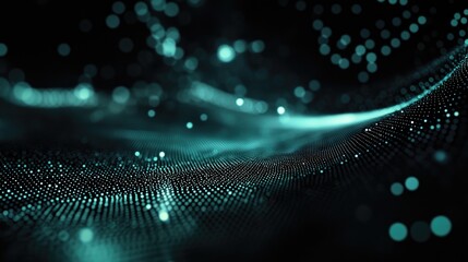 Abstract dark digital background featuring luminous circles and dots perfect for use in slideshow presentations