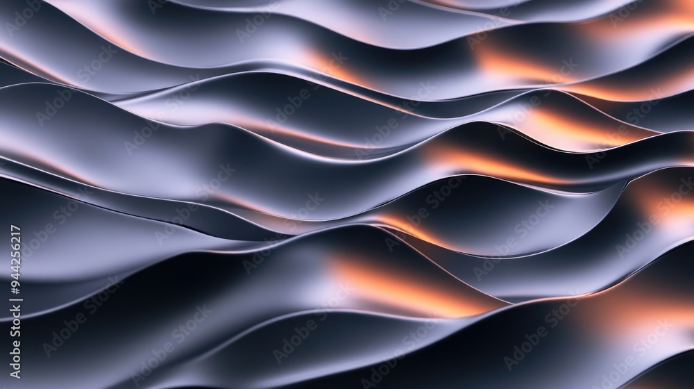 Poster abstract flat 3d waves creating a textured surface featuring computer generated rendering for a dyna