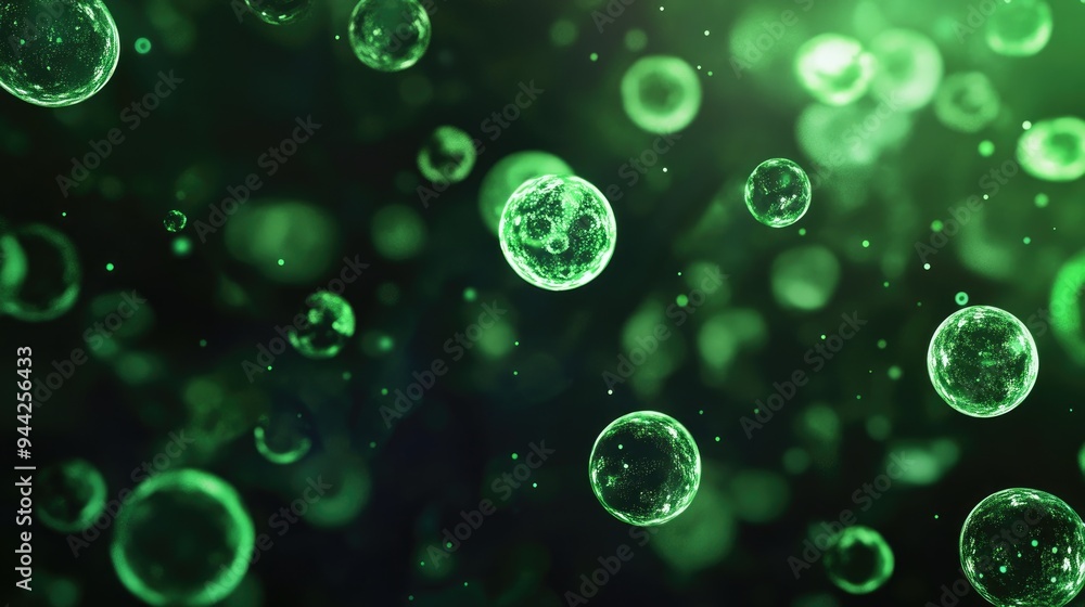 Aufkleber abstract green light biotechnology background with spark on a black canvas features elements reminis