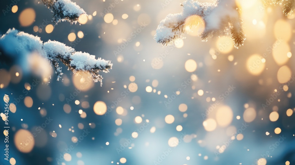 Poster blurred snow bokeh texture for a festive background design