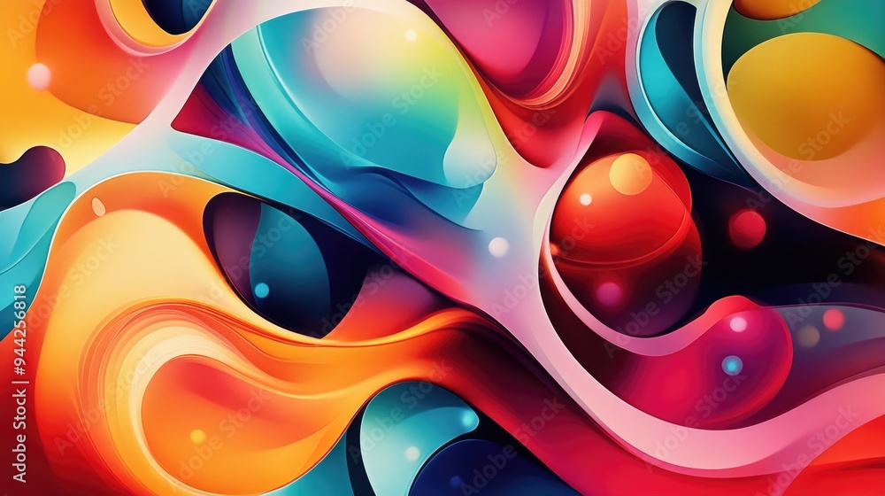 Poster Colorful abstract design with vibrant shapes and patterns creating a dynamic visual experience perfect for artistic projects and creative applications