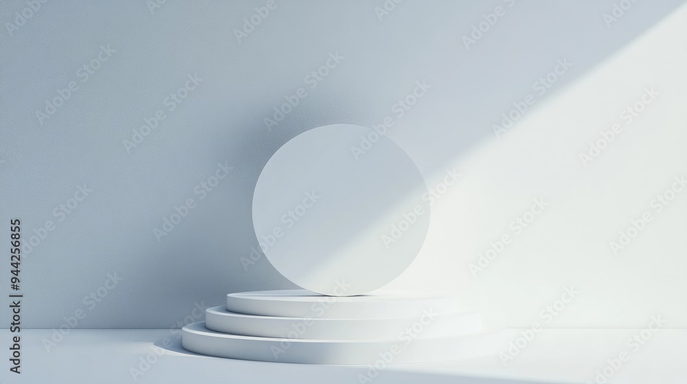 Poster abstract white geometric hemisphere on a clean background minimalist geometry design with empty spac