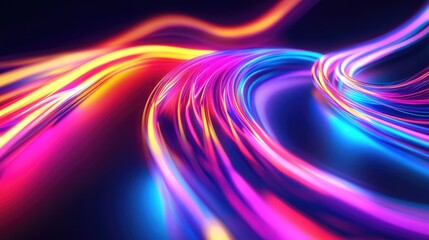 Colorful abstract lights with a neon rainbow effect showcasing vibrant and dynamic patterns in a fluid artistic design