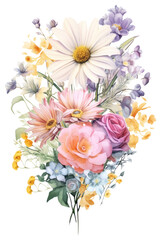 PNG Elegant watercolor floral bouquet illustration