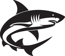 Fototapeta premium Shark silhouette and vector art illustration