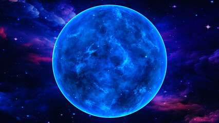 Space background. Flight in space with imitation of galaxies and nebulae. Stunning galaxy. Night sky with stars and nebulae. Bright planet. Science and technology of 3D rendering