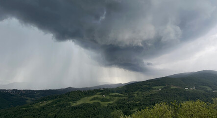 Storm clouds over the mountains. Europe.