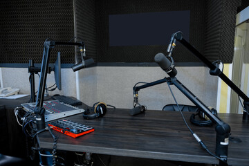 Empty recording studio or radio station