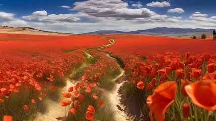 field of red flowers