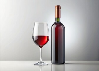 Stylish illustration of a single wine glass and bottle on a clean white background, adorned with simple, modern lines and subtle wine-inspired accents.