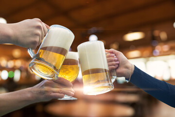 Fun and friendly communication in a beer bar.