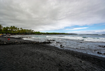 Punaluu black sand beach, Big Island, Hawaii