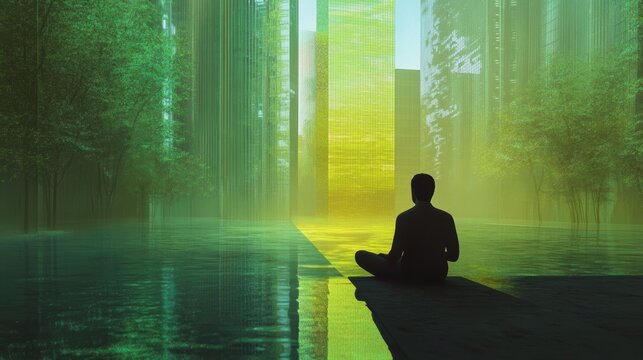 画材 Meditation Green Green Yoga Stock Illustration - Download Image Now - Meditating