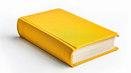 Yellow leather book standing out on a serene white background