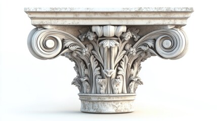 Fototapeta premium 3D illustration of a Corinthian column capital on a white background