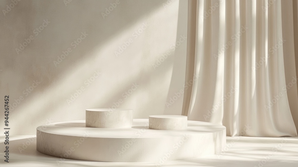 Aufkleber 3d rendering of a minimalist product backdrop suitable for fashion and cream cosmetic displays conte