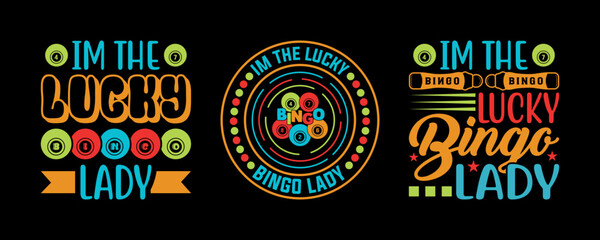 I'm The Lucky Bingo Lady SVG Bingo Games Bingo Gift Crazy Bingo Lover Tshirt Bundle Bingo Quotes Design, TG 0034