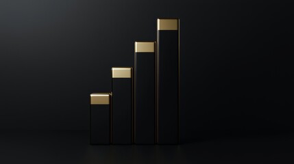 Financial growth chart, rising bars with banking symbols, 3D illustration