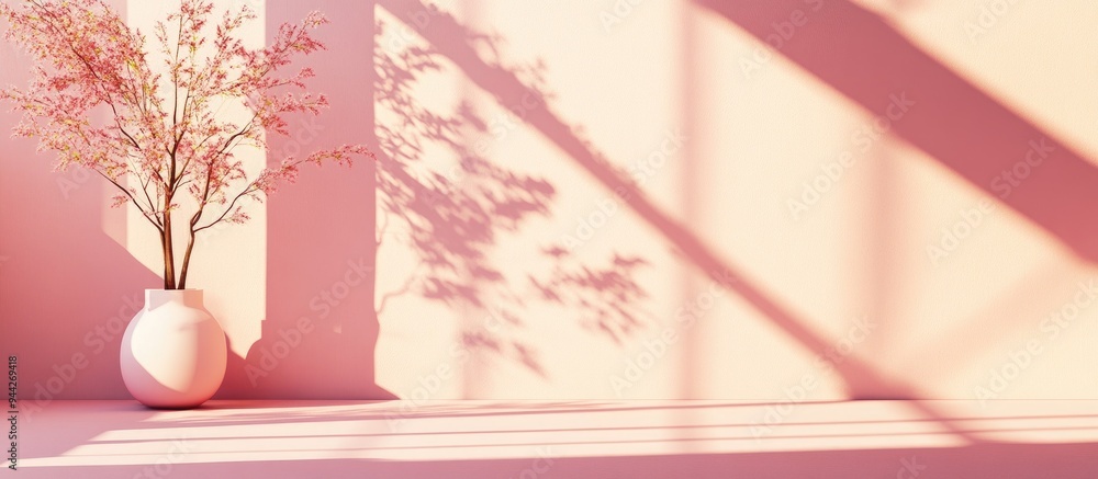 Poster 3d rendering design of a shadow on a pastel background