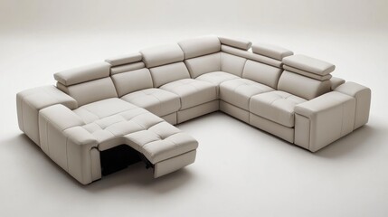 Beige Sectional Sofa with Reclining Feature