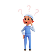 3d Character Boy Thinking Questions illustration