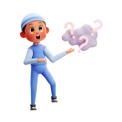 3d Character Boy Asking Questions  illustration