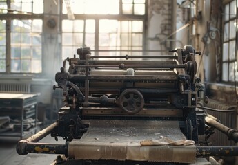 Vintage Printing Press in Abandoned Factory
