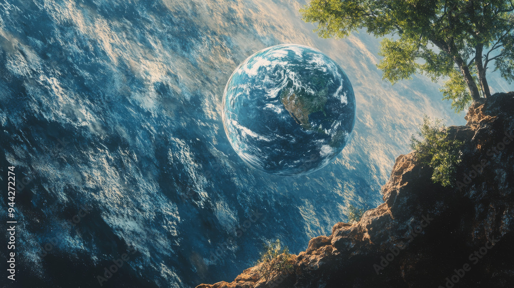Poster this artistic representation of our solar system showcases a vibrant array of planets, each depicted