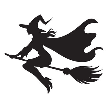 recommend clip art: Mythical characters for Halloween, Silhouette witch flies on a magic broomstick