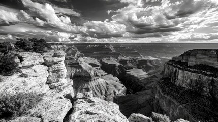 Grand Canyon Black And White. The Grand Abyss of Arizona's Amazing Beauty