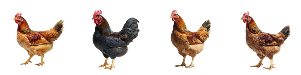 Fototapeta premium set of A of a chicken on a transparent background