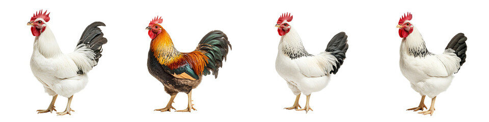 Fototapeta premium set of A of a chicken on a transparent background