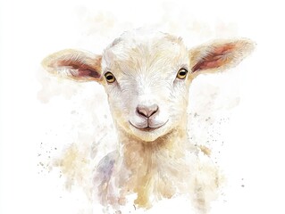 Obraz premium Baby Goat Silhouette. Watercolor Illustration of a Farm Animal in Artistic Style