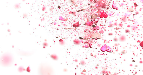 realistic isolated heart confetti on the transparent background for decoration and covering.