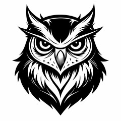 Owl face silhouette vector illustartion