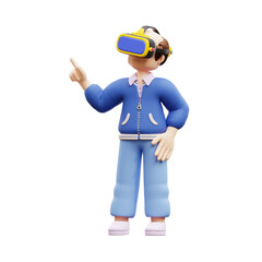 3d adult male character playing virtual reality metaverse technology