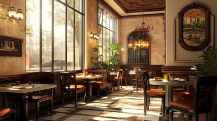 A scene depicting beautifully restored old buildings from the late 19th century in Cologne's Agnes Quarter. The architecture reflects the charm of the era, with intricate details, ornate facades, and 