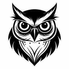 Owl head silhouette vector illustration