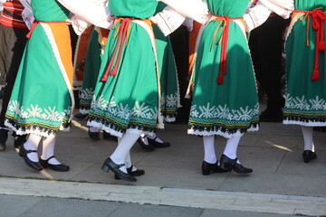 Fototapeta premium Festive procession through the streets of Sofia of participants in the Vitosha International Folklore Festival