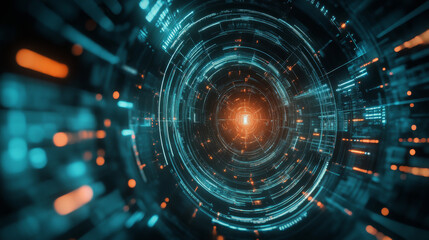 Obraz premium A futuristic hexagon abstract background designed to represent the analysis and automation of data in the realm of artificial intelligence and big data. The 3D design features interlocking hexagonal p