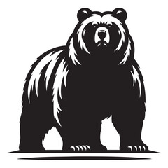 Bear Walking Silhouette vector illustration isolated on white background, Black bears animal logo symbol design