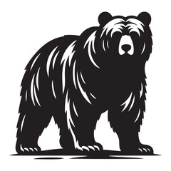 Bear Walking Silhouette vector illustration isolated on white background, Black bears animal logo symbol design