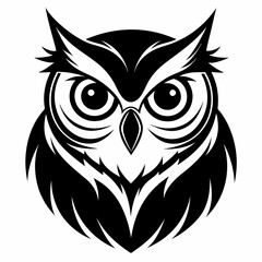 Owl head silhouette vector illustration