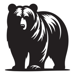Bear Walking Silhouette vector illustration isolated on white background, Black bears animal logo symbol design