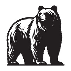Bear Walking Silhouette vector illustration isolated on white background, Black bears animal logo symbol design