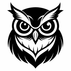 Owl head silhouette vector illustration on white bckground