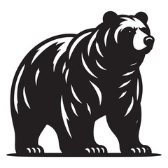 Bear Walking Silhouette vector illustration isolated on white background, Black bears animal logo symbol design